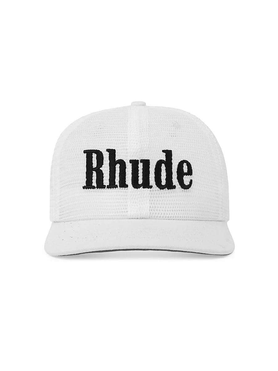 Solid Rhude Logo Mesh Hat White Traditional