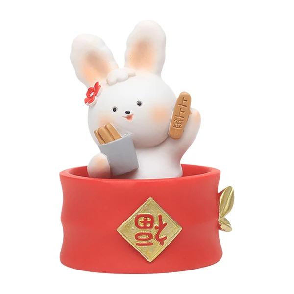 Efficient Maxbell Chinese Animal Rabbit Statue Figurine Sculpture Desktop Shaking Head Bunny 6.5x6x8.5cm FU Fine