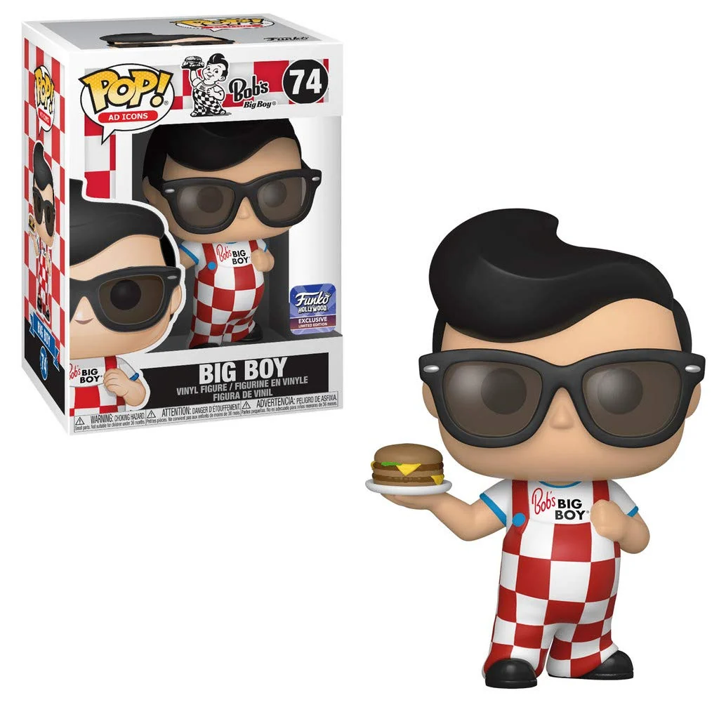 Minimalist Funko POP Ad Icons Bob's Big Boy with Glasses 74 Hollywood Grand Opening Limited Edition Exclusive Secure