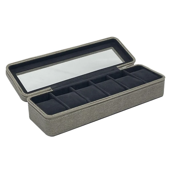 Expertly Made Maxbell Watch Box Fits All Wristwatches 6 Slot Jewelry Storage for Men and Women Grey High-Grade