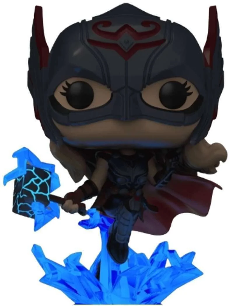 Practical Funko Marvel Thor Love Thunder - Mighty Thor Jane Foster Glows-in-the-Dark Pop Vinyl Figure Blue Multicolored High-Grade