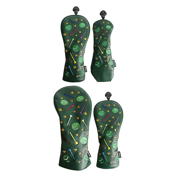 Crafted Maxbell Maxbell Set of 4Pcs 1 3 5 UT Woods Golf Head Covers Ball Pattern Green Relaxed