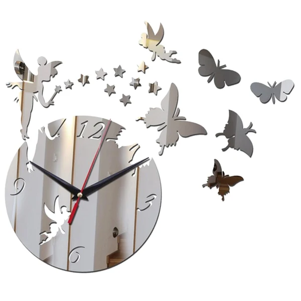 Optimized Modern Wall Clock Removable Decorative Acrylic for Living Room Home Decor Argent Original Design