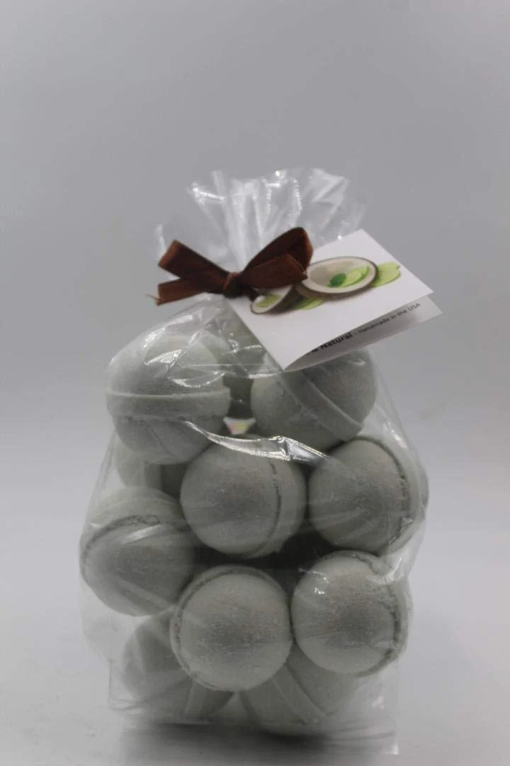 Crafted SpaPure COCONUT LIME Bath Bombs - 14 Bath Fizzies with Shea Butter Ultra Moisturizing 12 Oz ...Great for Dry Skin Coconut Lime Recyclable