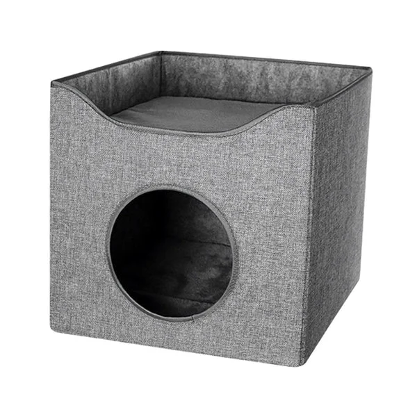 Versatile Maxbell Cat Bed Nest Dog House Double Layer Cave Foldable Winter Pet Supplies Kennel Gray Clean