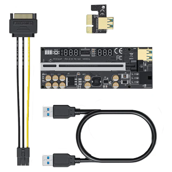 High-Grade Maxbell PCIe Riser Adapter Card 1x to 16x Multiplier Graphics Card for Computer Black Pure