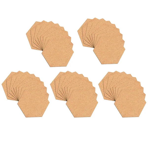 Healthy Maxbell 50Pcs Cork Board Tiles Pin Board for Wall with Sticky Backing DIY Coasters Hexagon Classic