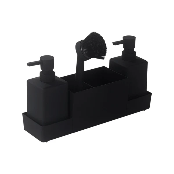 High-Quality Maxbell Countertop Soap Dispenser with Sponge Holder Caddy Organizer Holder Non Slip Black High-Grade