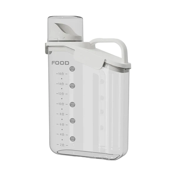 Premium Material Maxbell Rice Barrel with Measuring Cups Grain Dispenser Household for Flour Rice White Elegant