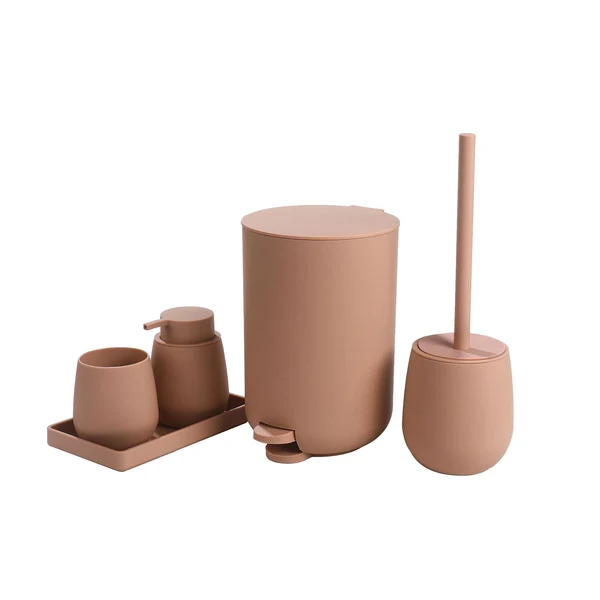 Premium Material Maxbell 5x Toothbrush Cup and Soap Dispenser with Soap Dish for Apartment Decor Brown Carefully Designed