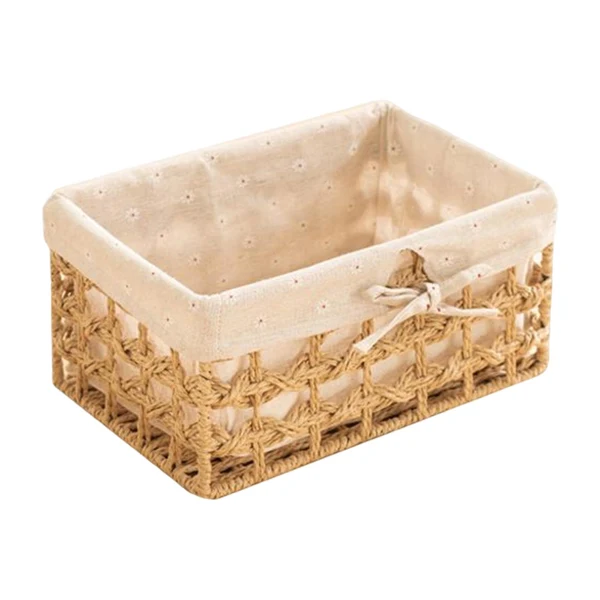 High-Grade Maxbell Desktop Sundries Organizer Rectangular Storage Box for Bedroom Khaki small Natural