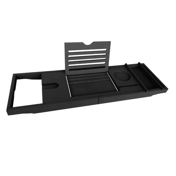 Versatile Maxbell Adjustable Premium Bamboo Bathtub Caddy Tray 29.53'' 42.91'' Unique Gift Black Easy-to-Use