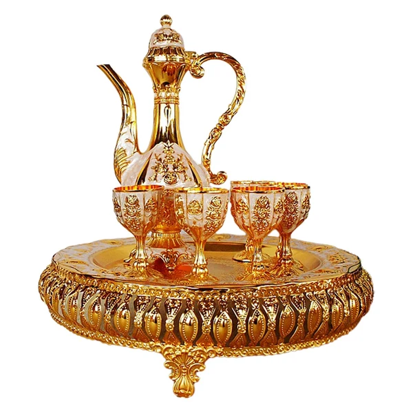 Innovative Maxbell Coffee Pot Set with Drinking Cups Tea Serving Set for Party Wedding Decor Aureate Safe
