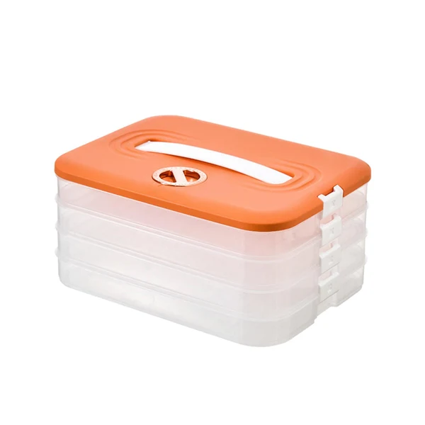 Casual Maxbell Large Dumpling Storage Container Stackable 4 Layer for Fish Eggs Pastries Orange Authentic