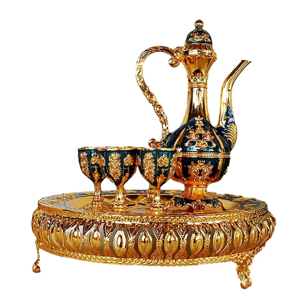 Exceptional Maxbell Coffee Pot Set with Drinking Cups Tea Serving Set for Party Wedding Decor Aureate Blue Original