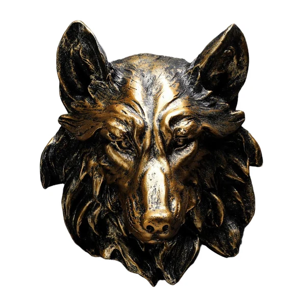Versatile Maxbell Animal Wolf Head Wall Art Decorations Bust Wall Statue Fine Workmanship Bronze Reusable