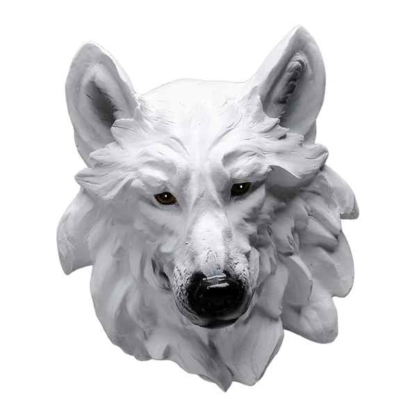 Practical Maxbell Animal Wolf Head Wall Art Decorations Bust Wall Statue Fine Workmanship White Original