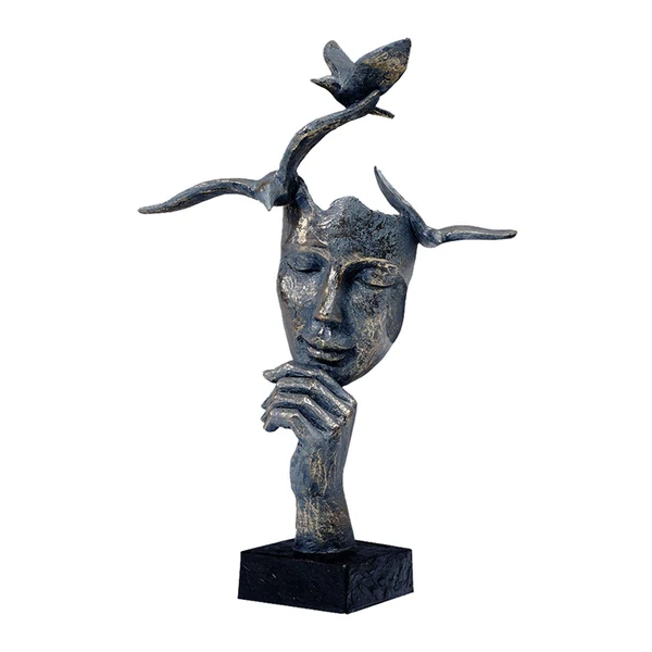 Soft Maxbell Modern Thinker Statue Half Face Figurine Artworks Decor Abstract for Table Bronze Prestigious