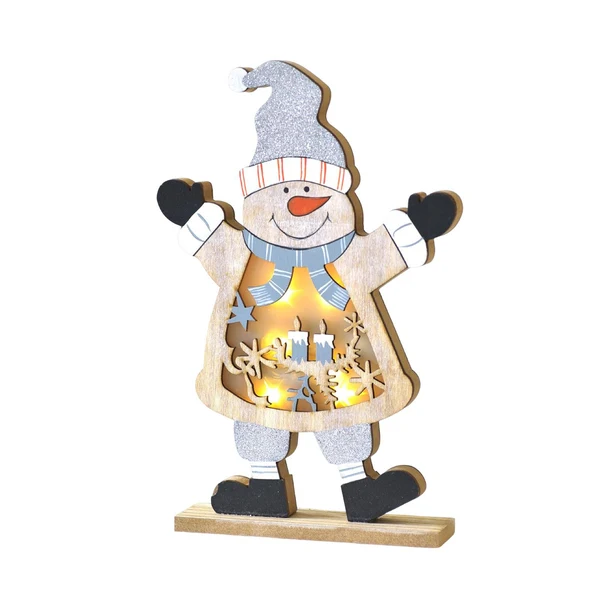 Easy-to-Use Maxbell LED Wooden Christmas Table Decoration Battery Powered Indoor Decor Snowman High-Performance