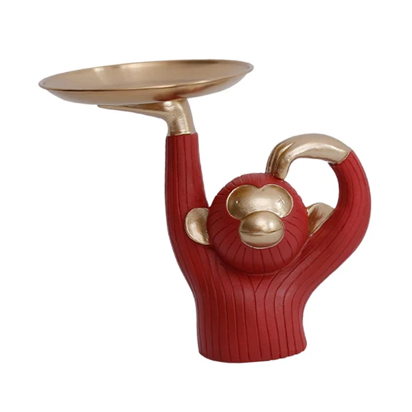 Reusable Maxbell Nordic Style Monkey Statue Storage Tray Sundries Container for Home Entryway Orange Comfortable