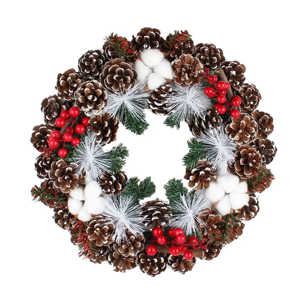 First-Class Maxbell Christmas Door Wreath Cones Berries Ornament 13.7inch for Party Window Xmas Trusted