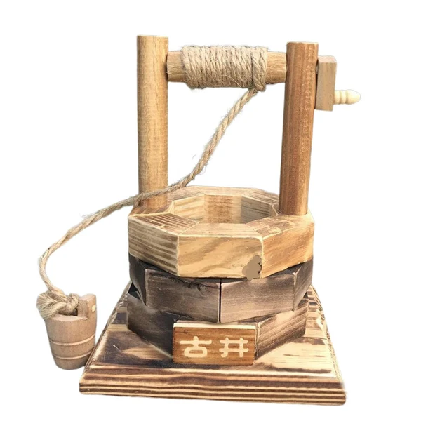 Elite Maxbell Simulation Wooden Well Model Miniatures Mini Farm Tools for Home Desk Office Artisan