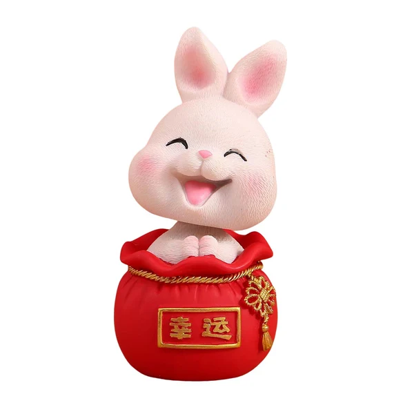 Breathable Maxbell Resin Statues Figurine Sculpture Desk Store Home Shop Shaking Head Rabbit Pink Lucky Excellent