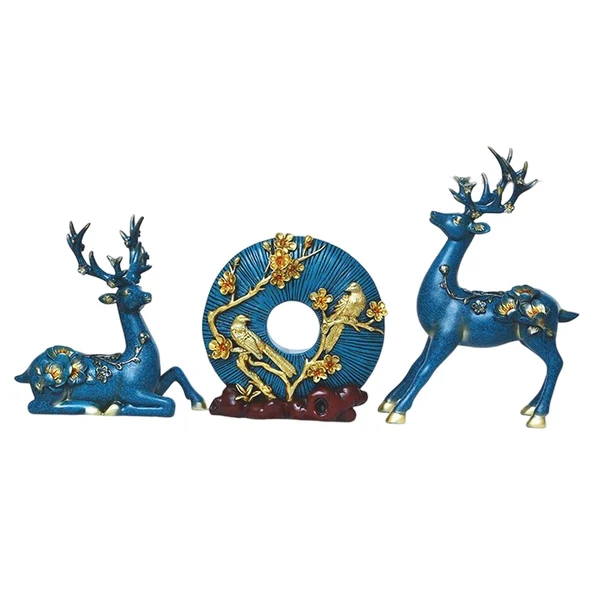 Smart Maxbell 3x Deer Statue Resin Figurine Animal Sculpture for Desktop Ornament Casual