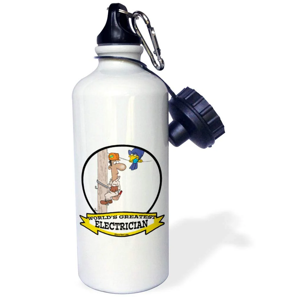 Verified 3dRose Funny Worlds Greatest Electrician III Cartoon Sports Water Bottle 21 oz White Advanced