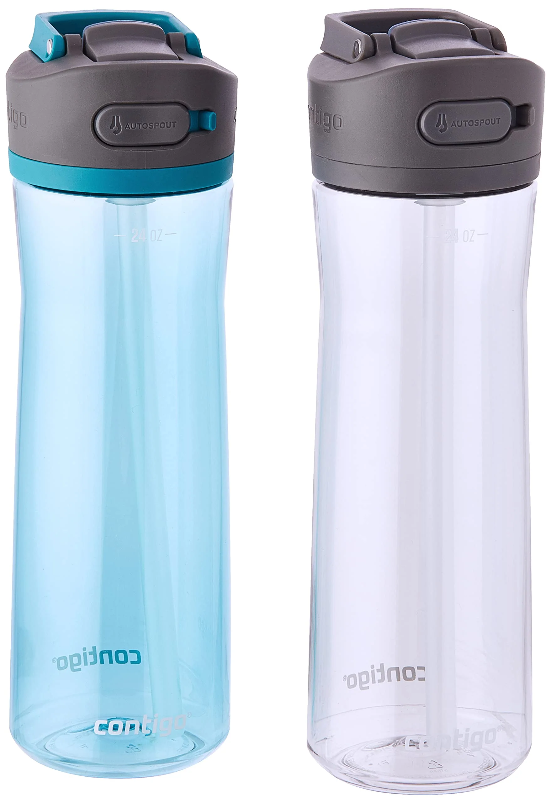 Efficient Contigo Ashland 2.0 Leak-Proof Water Bottle with Lid Lock and Angled Straw Dishwasher Safe Interchangeable Lid 2-Pack 24oz Juniper Sake Durable
