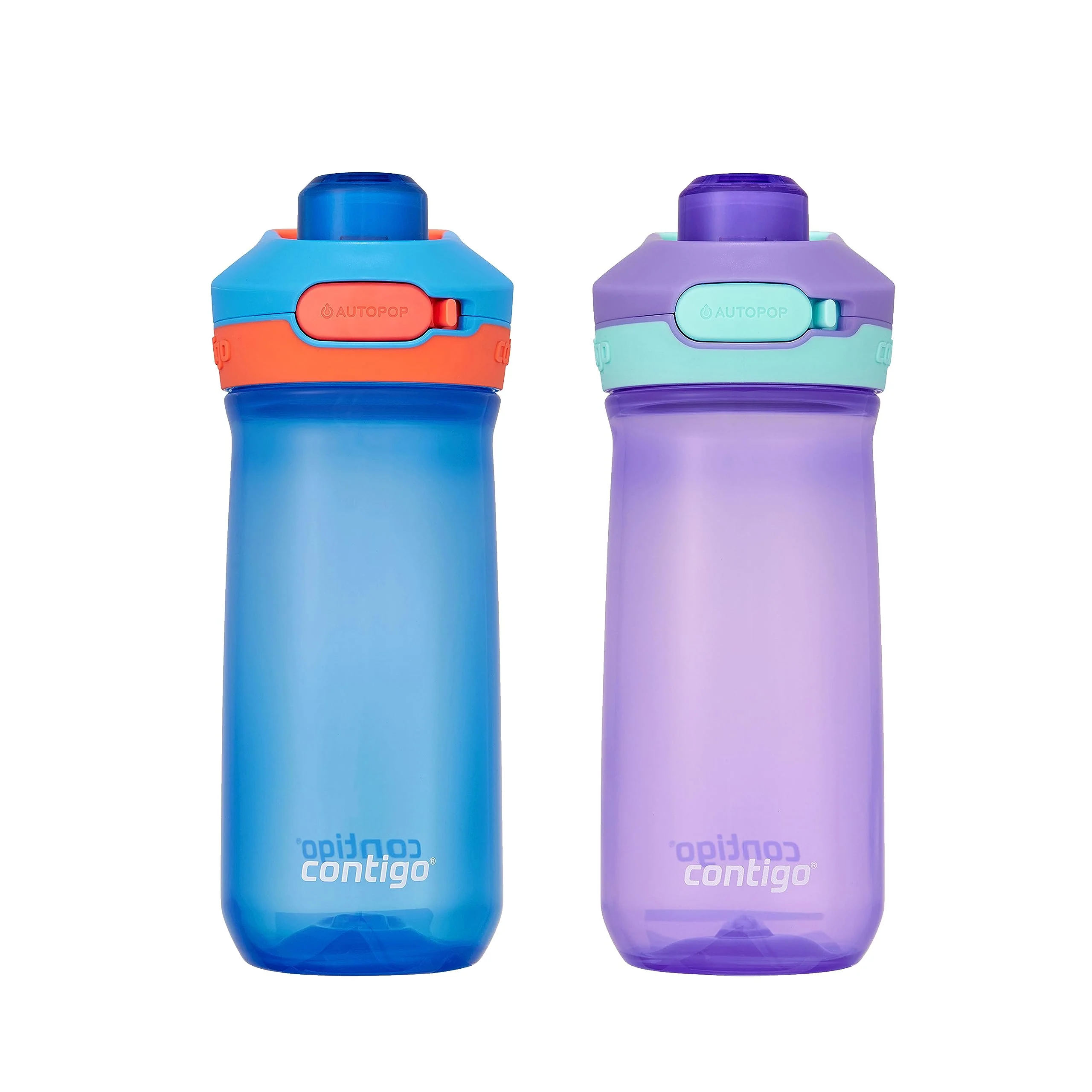 First-Class Contigo Jessie Kids Water Bottle Leak-Proof Lid 14oz Dishwasher-Safe Fits Most Cup Holders 2-Pack Blue Poppy Coral Amethyst Jade Reliable