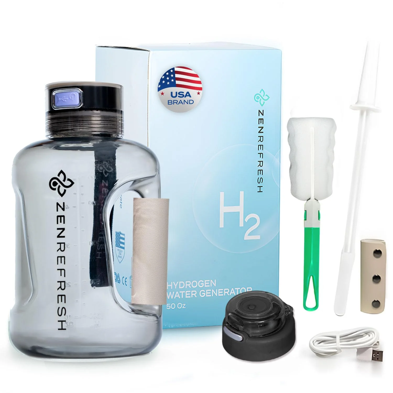 Sophisticated Zen Refresh 50 Oz Hydrogen Water Bottle 2025 New SPE PEM Technology Large Gym Hydrogen Bottles Travel Hydrogen Water Bottle Generator With Straw Fine Crafted
