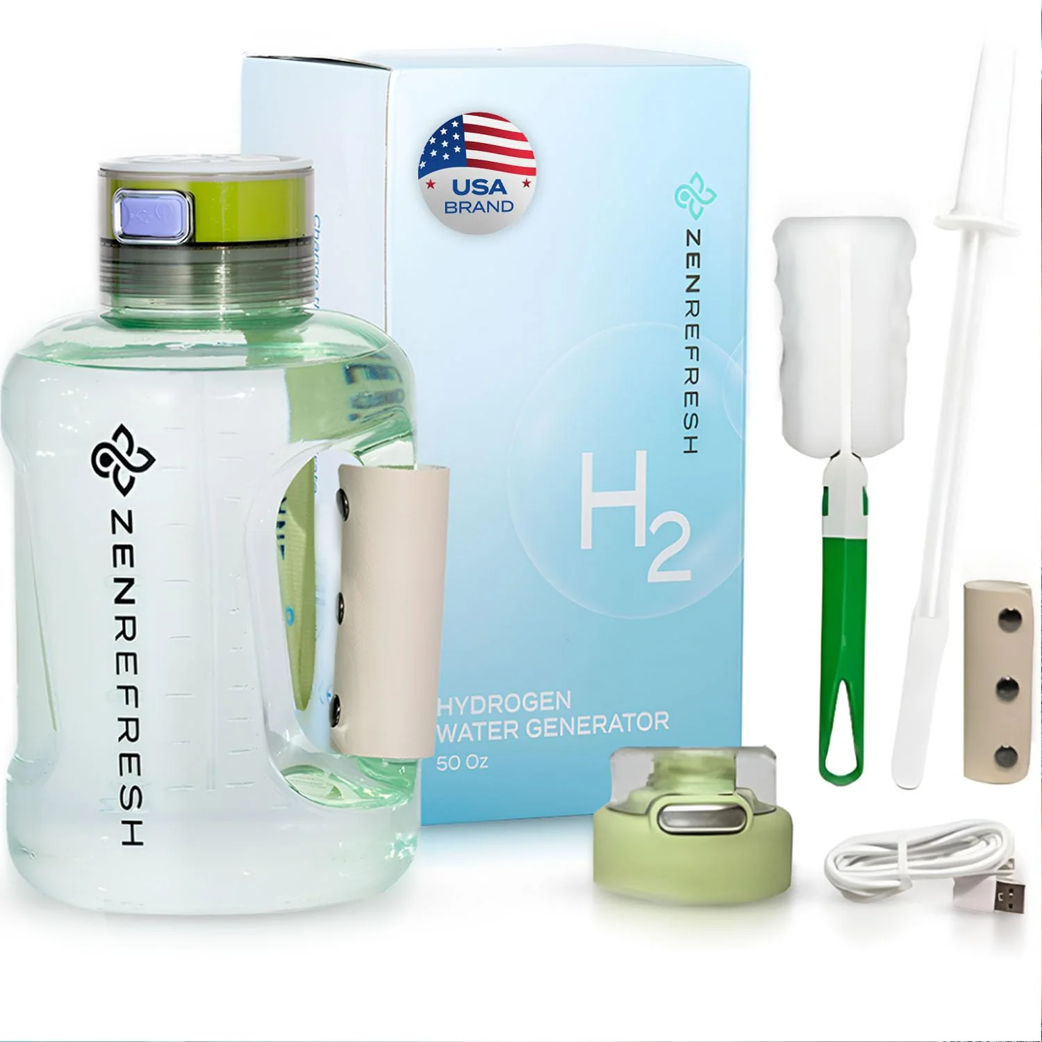 Enhanced Zen Refresh 50 Oz Hydrogen Water Bottle 2024 New SPE PEM Technology Large Gym Hydrogen Bottles Travel Hydrogen Water Bottle Generator With Straw Practical