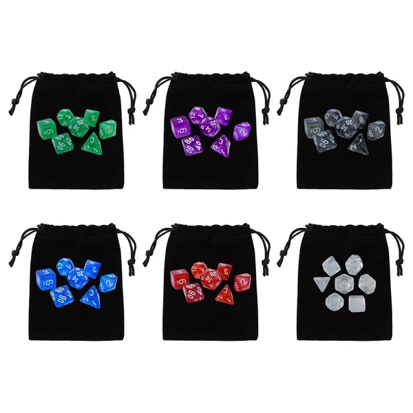 Next-Generation Maxbell Polyhedral Dices Multicolour Dices Set with Storage Bag for Table Game 6 Set Clean