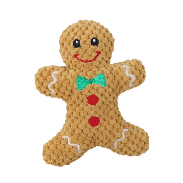 Luxury Maxbell Cute Dog Squeaky Toy Squeaky Play Stuffed Animal for Christmas Camping Gingerbread Man Functional