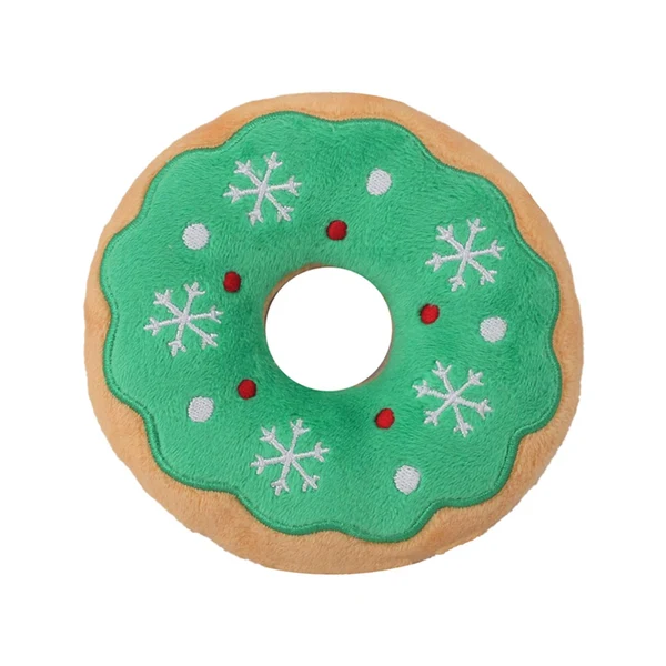 High-End Maxbell Cute Dog Squeaky Toy Squeaky Play Stuffed Animal for Christmas Camping Green Donut Innovative
