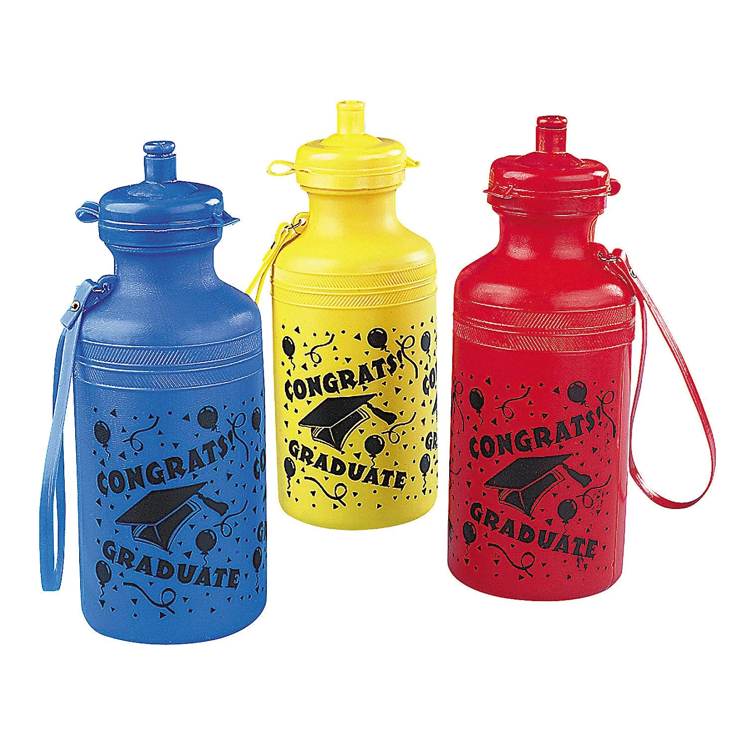 Flexible Fun Express 12 Pieces Graduation Sport Water Bottles 18 oz BPA Plastic Graduation Party Supplies Drinkware Water Bottles Canteens Top-Quality