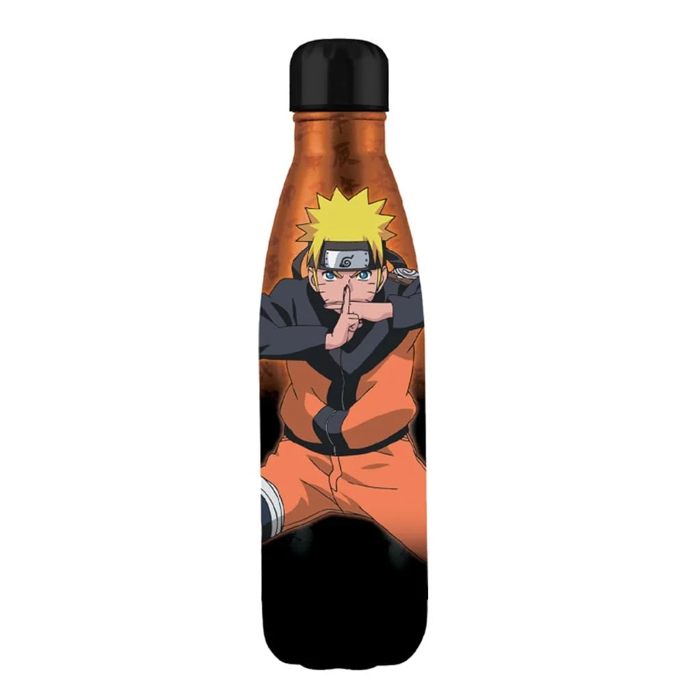 Long-Lasting Nemesis Now Naruto Water Bottle 500ml 27cm Stainless Steel Orange Black Flexible