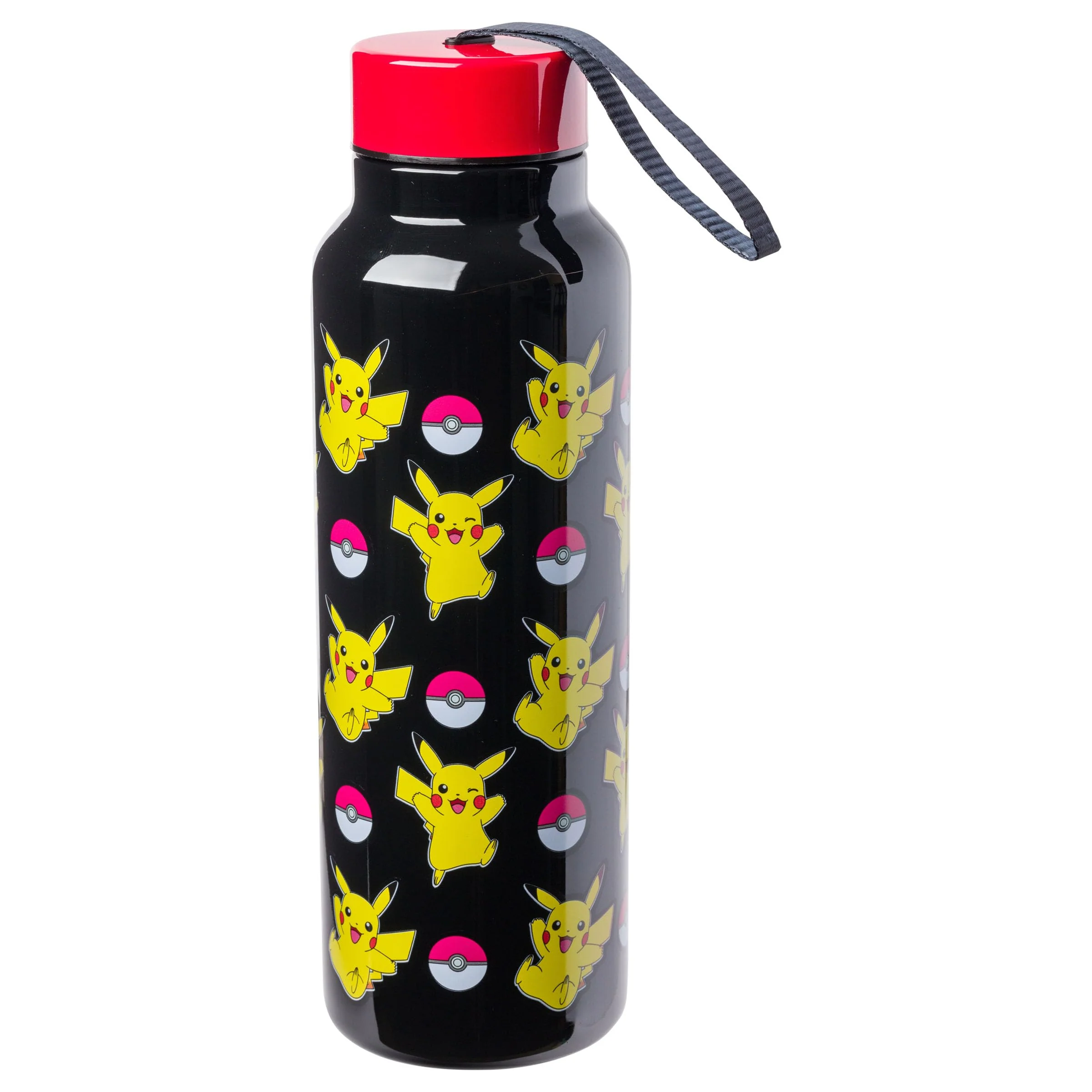 Responsible Silver Buffalo Pokemon Ball and Pikachu Stainless Steel Water Bottle with Strap 27 Ounces Genuine