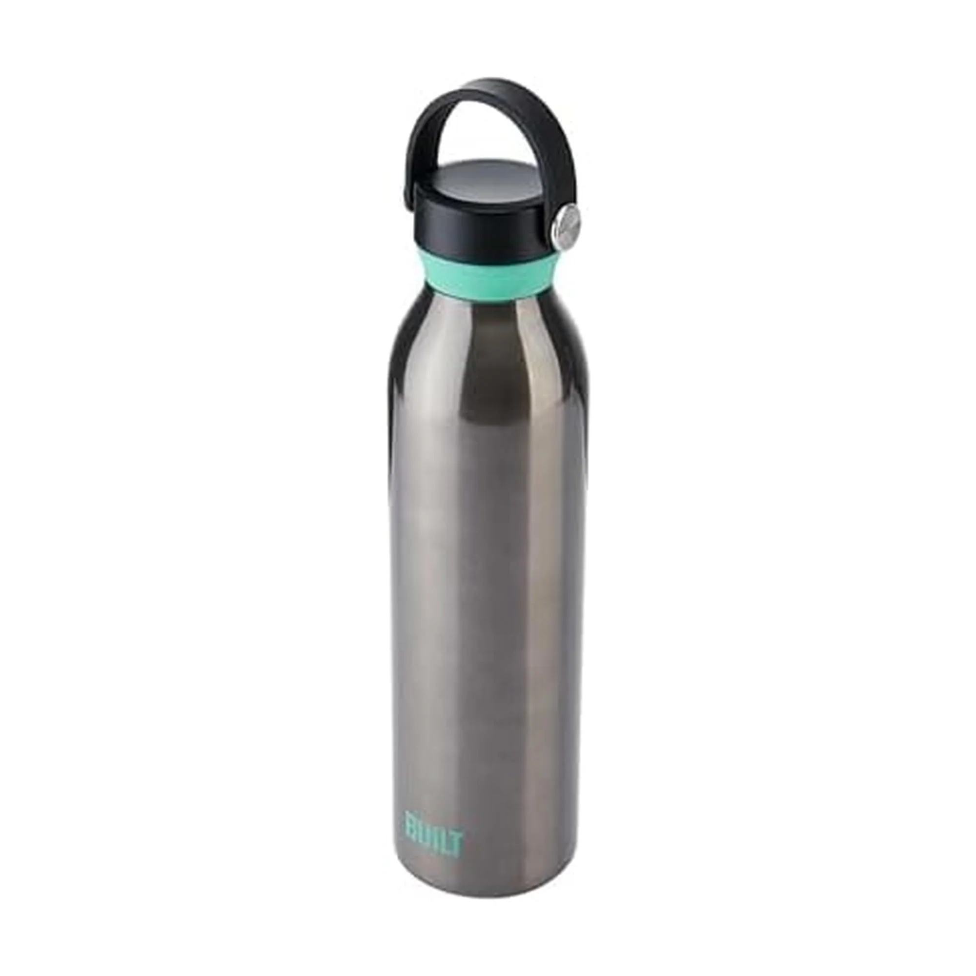 High-End BUILT 24 fl oz Double-Walled Stainless Steel Standard Mouth Cascade Bottle Threaded Handle Lid Spill-resistant Travel Cup with Rubber Grip Keep Environmentally Friendly