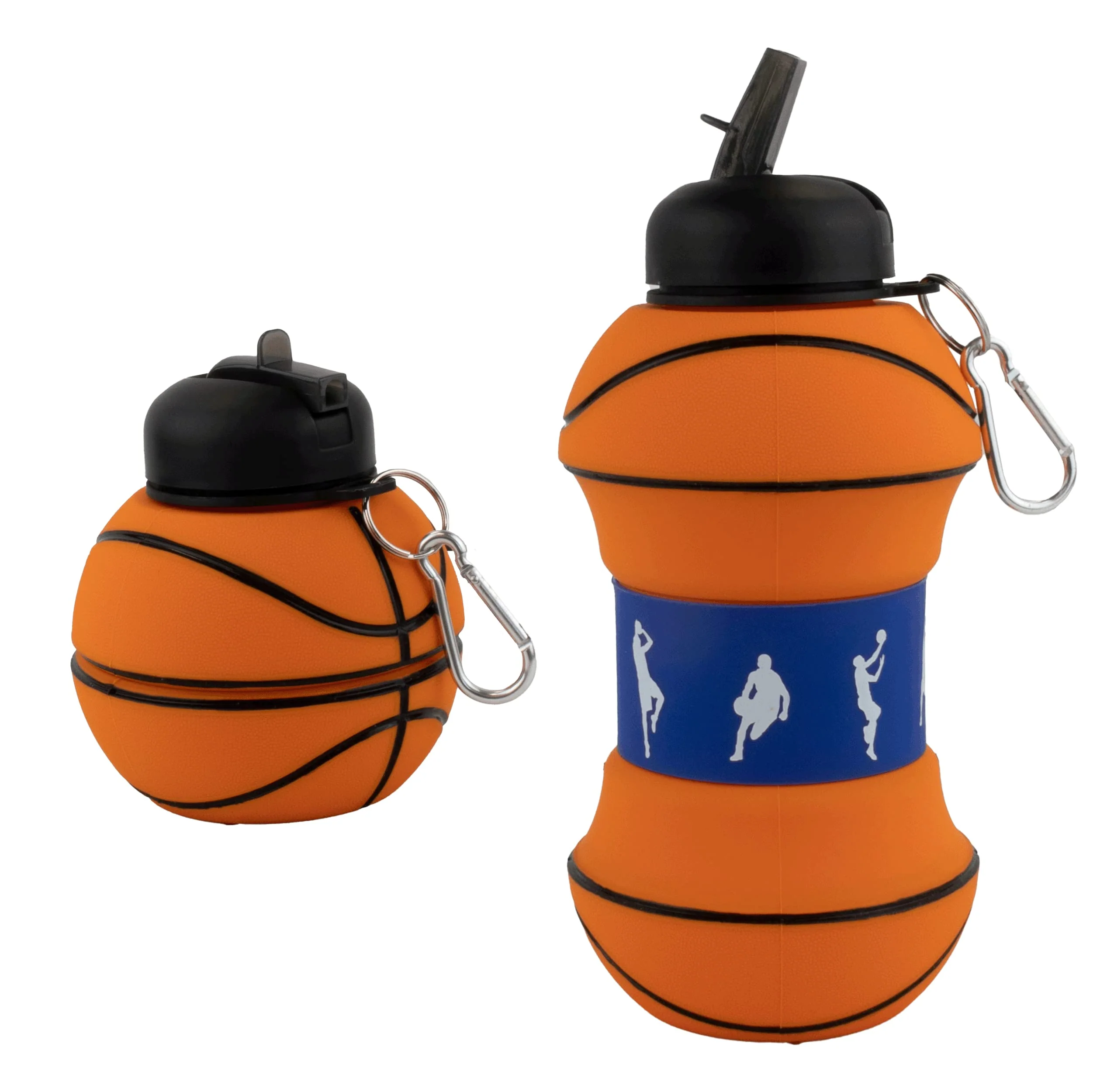 Versatile Maccabi Art Clip-On Collapsible 1 Liter 34 oz. size BPA- Silicone Basketball Large Water Bottle for Kids Detailed