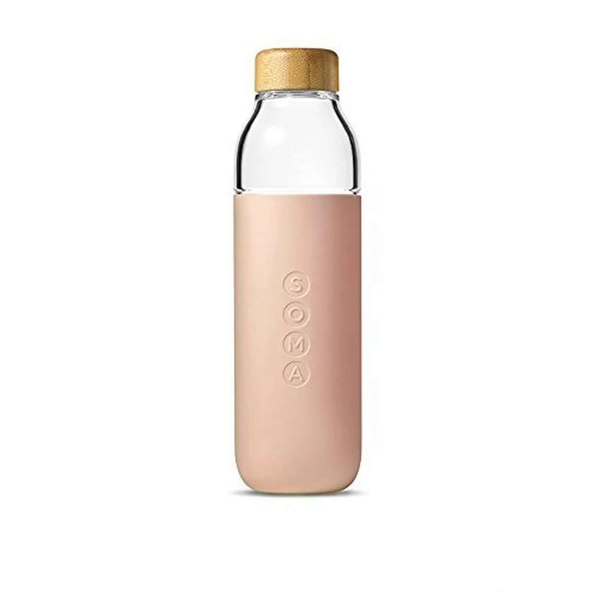 Prestigious Soma 17 oz. BPA- Wide Mouth Glass Water Bottle with Silicone Sleeve Blush 301-16-01 Proven