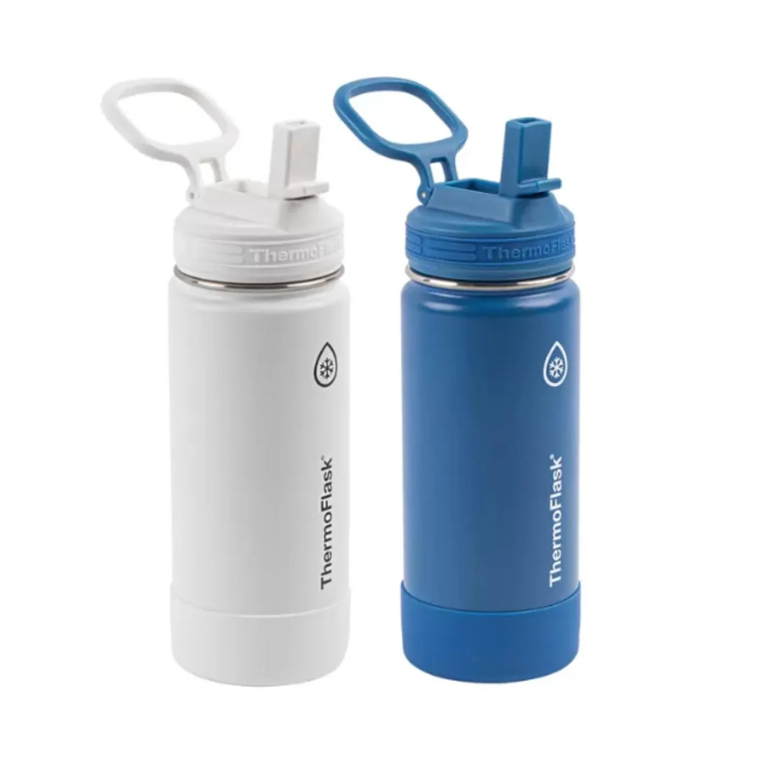 Detailed Thermoflask Set of 2 16 oz Stainless Steel Bottles White Blue Quality