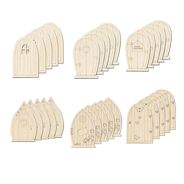 Selected Maxbell 30Pcs Wooden Fairy Door for Indoor Decor Sign Making Relaxed