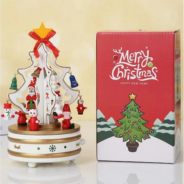 Artisan Maxbell Creative Christmas Music Box Rotatable Carousel Toy Decor Holiday Home Next-Generation