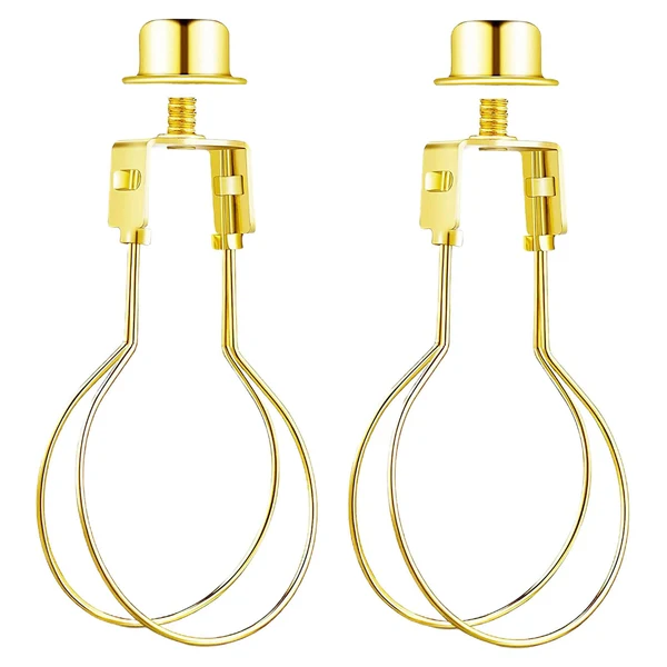 Versatile Maxbell Lamp Shade Lights Bulb Adapter Clip with Shade Attaching Finial Top Gold Smooth