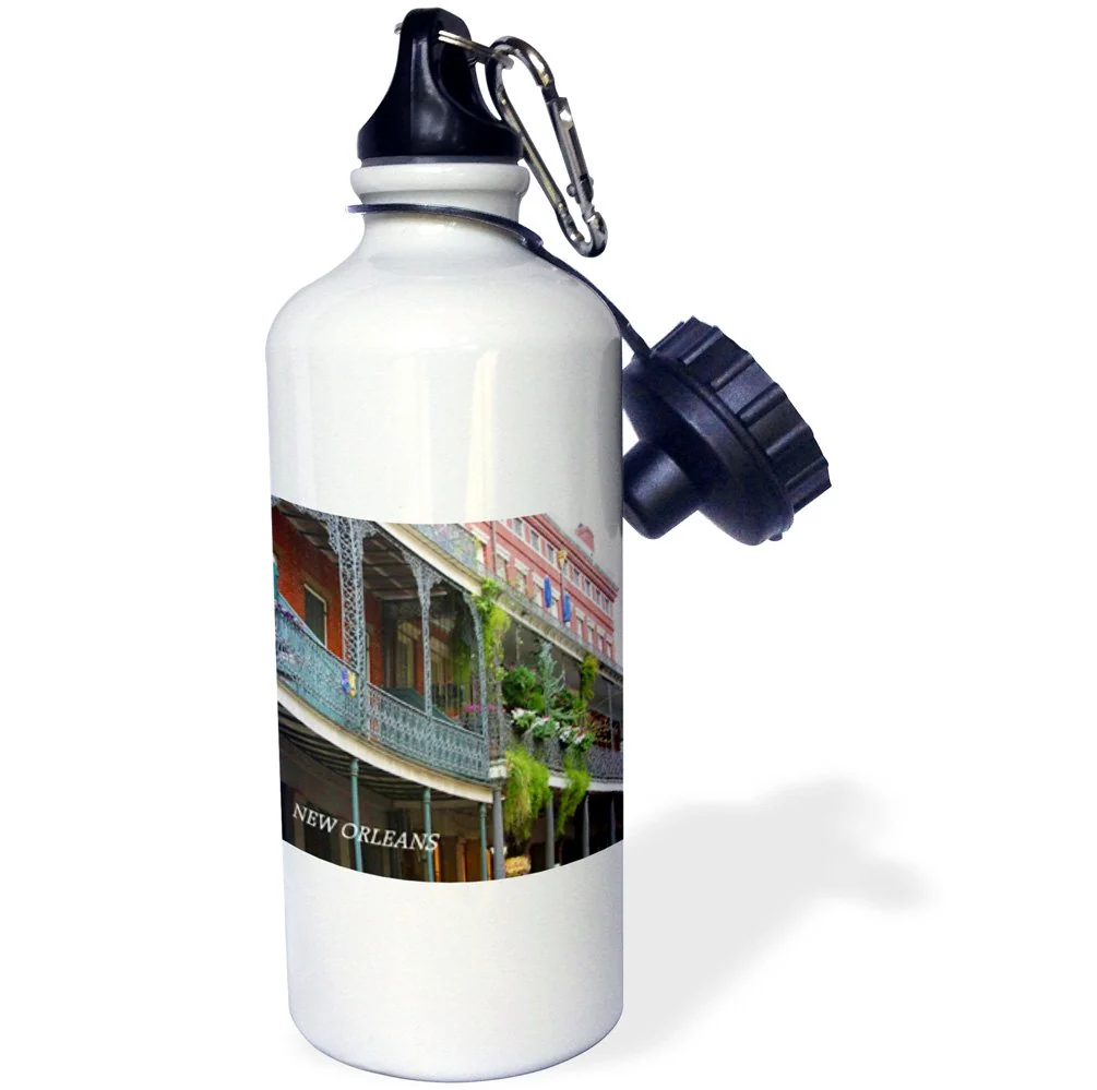 Original 3dRose Galloping Brown Horse Sports Water Bottle 21 oz White Minimalist