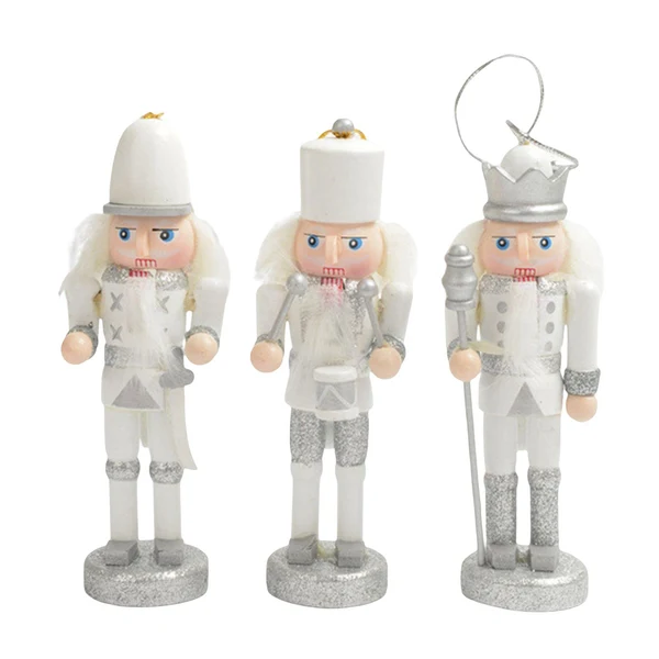 Versatile Maxbell 3Pcs Wood Nutcracker Solider Figure Puppet Doll Hanging Pendants Handcraft Official