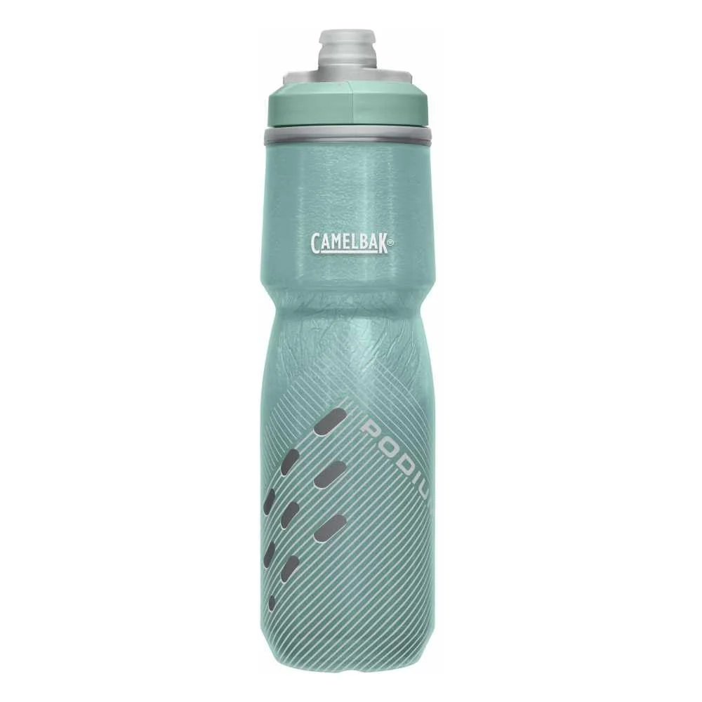 Flexible CamelBak Podium Chill Insulated Bike Water Bottle - Easy Squeeze Bottle - Fits Most Bike Cages - 24oz Sage Perforated Soft