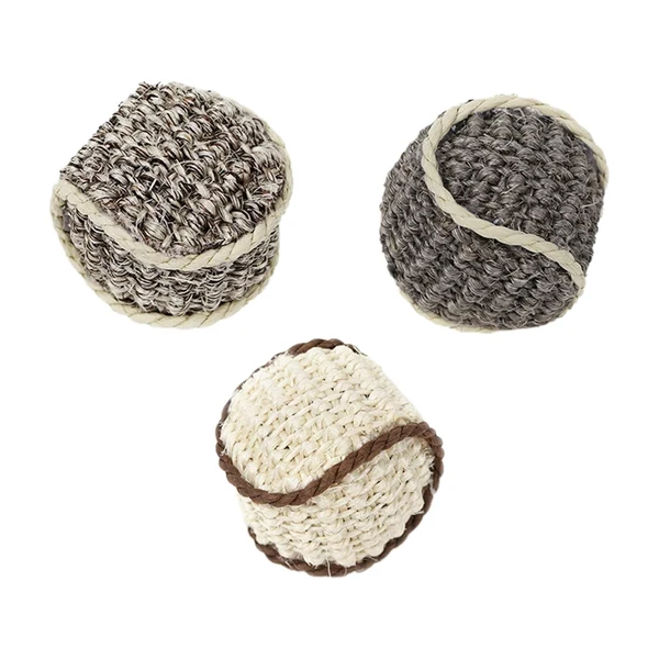 Detailed Maxbell 3 Pieces Cat Toy Sisal Ball Sisal Rope Balls with Sound for Exercise Fun Reusable